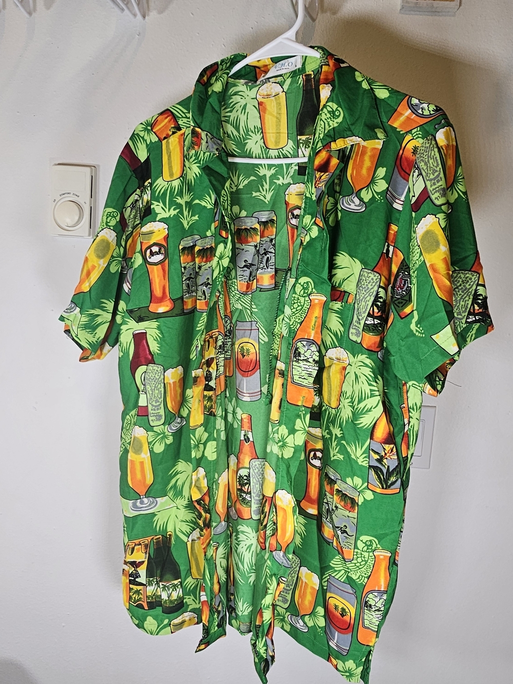 Tropical Beer Print Short-Sleeve Shirt - Green
